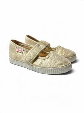 Cienta Girls Mary Jane Sneakers Gold Metallic Glitter EU 27 US 9.5-10 kids